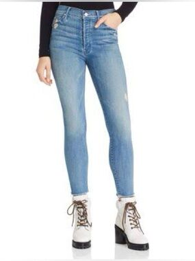 MOTHER The Stunner Ankle Fray Graffiti Girl “Lover” Jeans, Size 24